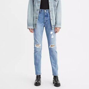 NWT Levi's 501 Original Jeans Size 27 High Rise Ripped Distressed Straight Leg